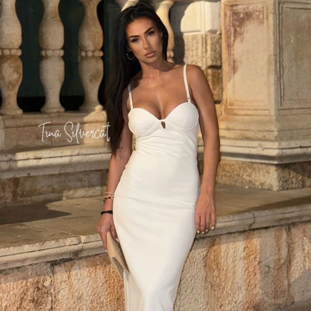 BLOGGER'S FAVE! Zara Stappy Midi Dress White NWT - Picture 8 of 16